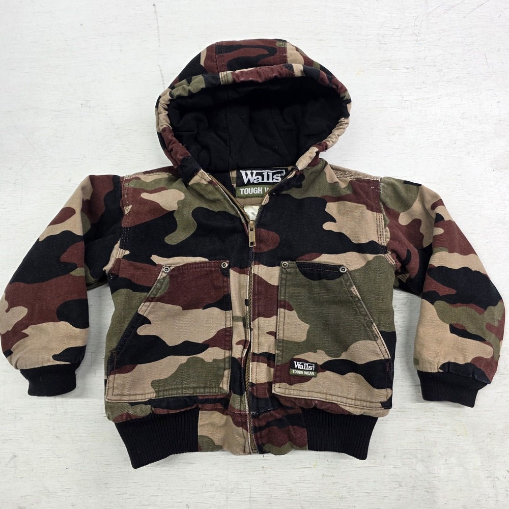 Walls Blizzard Pruf Camo Canvas Work Hunting Jacket Youth Boys Kids Sz XS (4/5)